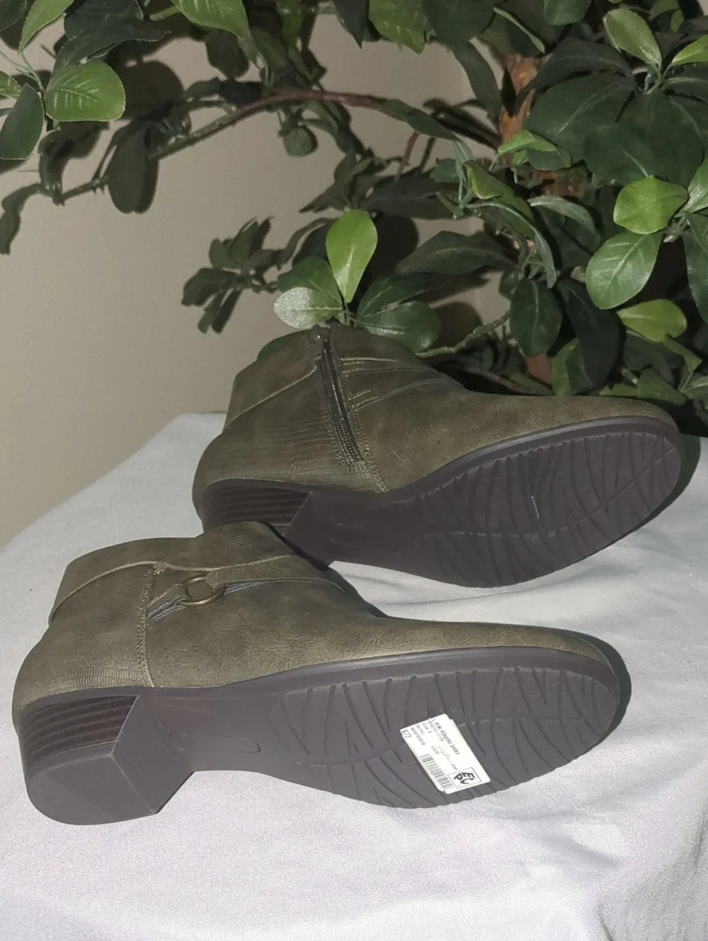 Kim Rogers Olive Ankle Booties with Side Zip
